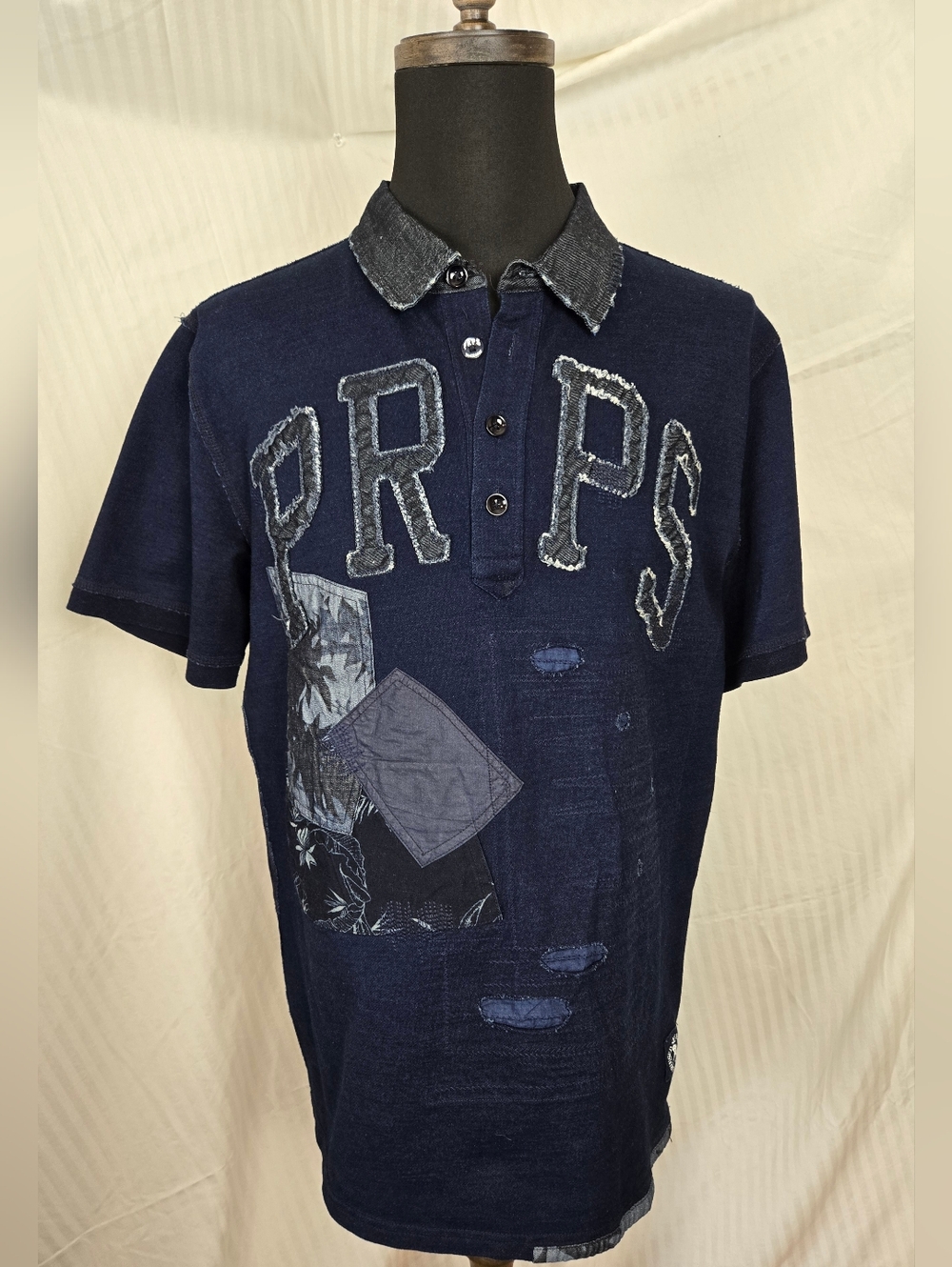 PRPS Navy Patchwork Short-Sleeve TA